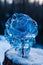 A blue transparent Rose made of ice.