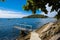 Blue and transparent sea in Bombinhas, Santa Catarina, Brazil.