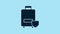 Blue Travel suitcase icon isolated on blue background. Traveling baggage insurance. Security, safety, protection