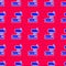 Blue Treadmill machine icon isolated seamless pattern on red background. Vector