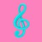 Blue Treble Clef in Duotone Style. 3d Rendering