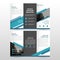 Blue triangle business trifold Leaflet Brochure Flyer report template vector minimal flat design set, abstract three fold