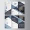 Blue triangle business trifold Leaflet Brochure Flyer report template vector minimal flat design set, abstract three fold