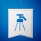 Blue Tripod icon isolated on blue background. White pennant template. Vector Illustration