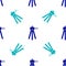 Blue Tripod icon isolated seamless pattern on white background. Vector