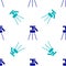 Blue Tripod icon isolated seamless pattern on white background. Vector Illustration