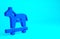 Blue Trojan horse icon isolated on blue background. Minimalism concept. 3d illustration 3D render