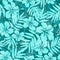 Blue tropical flowers silhouettes seamless pattern