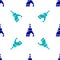 Blue The Tsar bell in Moscow monument icon isolated seamless pattern on white background. Vector