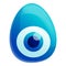 Blue turkish eye icon, cartoon style