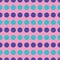Blue and turquoise circles on pink background seamless pattern