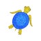 Blue turtle. View from above. Vector illustration on white background.