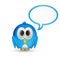 Blue twitter bird with speech bubble