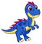 Blue tyranosaur mascot. Cute cartoon dino character