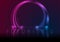 Blue ultraviolet neon glowing circle arch technology modern background