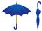 Blue umbrella, open and closed