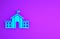 Blue United States Capitol Congress icon isolated on purple background. Washington DC, USA. Minimalism concept. 3d