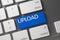 Blue Upload Button on Keyboard. 3d.