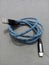 Blue Usb Cable Data For Smartphone Android On Grey Background