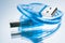 Blue USB cable electronic connection