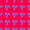 Blue UZI submachine gun icon isolated seamless pattern on red background. Automatic weapon. Vector