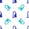 Blue Vacuum cleaner icon isolated seamless pattern on white background. Vector