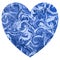 Blue valentine shape heart with light and deep blue marble swirls