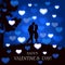Blue Valentines background with hearts and couple