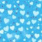 Blue valentines day background with hearts seamless pattern