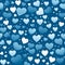 Blue valentines day background with hearts seamless pattern