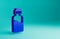Blue Vape liquid bottle for electronic cigarettes icon isolated on blue background. Minimalism concept. 3D render