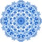 Blue vector floral ornament circle