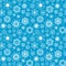 Blue vector winter background with snowflakes. Seamless pattern.