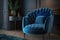 Blue velvet luxury armchair in living room