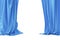 Blue velvet stage curtains, scarlet theatre drapery. Silk classical curtains, blue theater curtain. 3d rendering