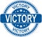 Blue victory rubber stamp internet sign on white background