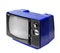 Blue vintage analog television isolated with clipping path.