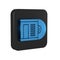 Blue Vinyl disk icon isolated on transparent background. Black square button.