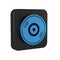 Blue Vinyl disk icon isolated on transparent background. Black square button.