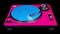 Blue vinyl and pink dj turntable stop motion