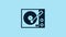 Blue Vinyl player with a vinyl disk icon isolated on blue background. 4K Video motion graphic animation
