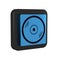Blue Vinyl player with a vinyl disk icon isolated on transparent background. Black square button.