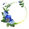 Blue viola frame. Floral botanical flower. Green leaf. Leaf plant botanical garden floral foliage. Frame border ornament