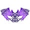 Blue-violet bat mask with feathers. Vector isolated illustration on white background for carnivals, balls, receptions, new year