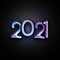 Blue and violet foil balloon 2021 sign on black background