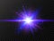 Blue and violet glowing effect. Star burst with beams and sparkles. Futuristic light on transparent background. Flash with rays an
