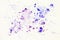 Blue, violet, purple cheerful light multicolored spots on white paper, spring, winter shades. Color of the year 2018