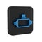 Blue Virtual reality glasses icon isolated on transparent background. Stereoscopic 3d vr mask. Black square button.