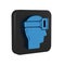 Blue Virtual reality glasses icon isolated on transparent background. Stereoscopic 3d vr mask. Black square button.