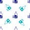 Blue Vodka with pepper and glass icon isolated seamless pattern on white background. Ukrainian national alcohol. Vector